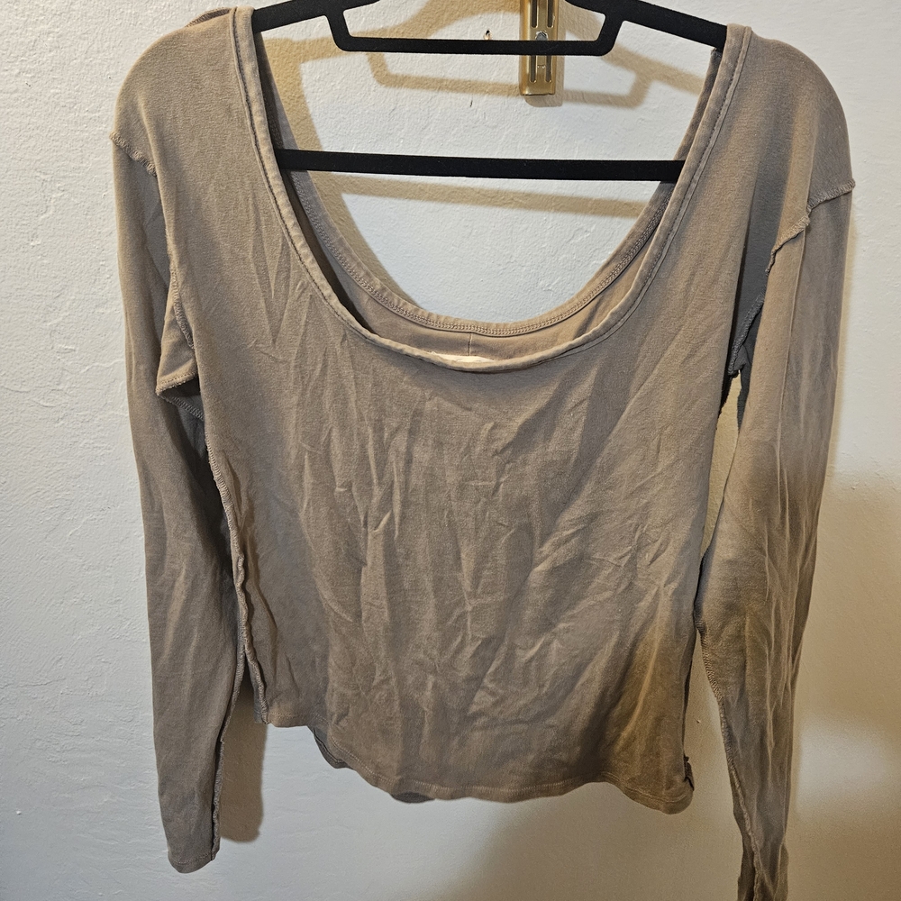 We The Free Women's Taupe Long Sleeve Top